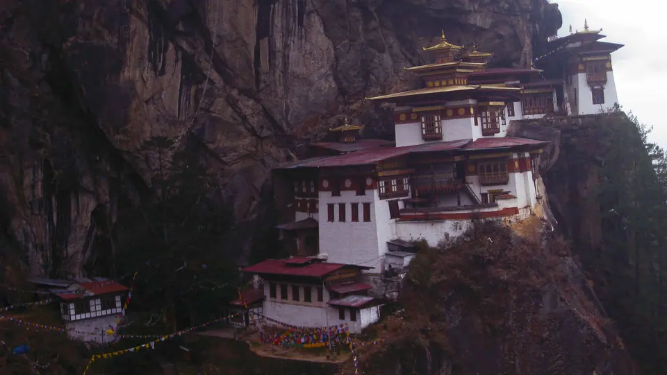 Taktsang (Tiger's Nest) Monastery on its cliff above the Paro valley