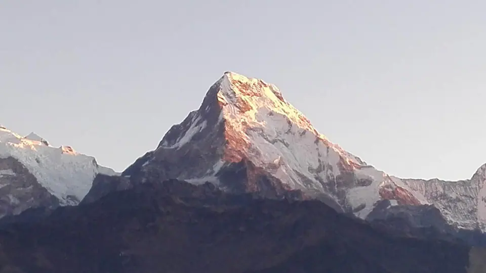 Sunrise light on Annapurna South and Hiunchuli