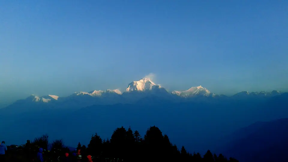 Dawn over the Annapurna range from a ridge-top viewpoint