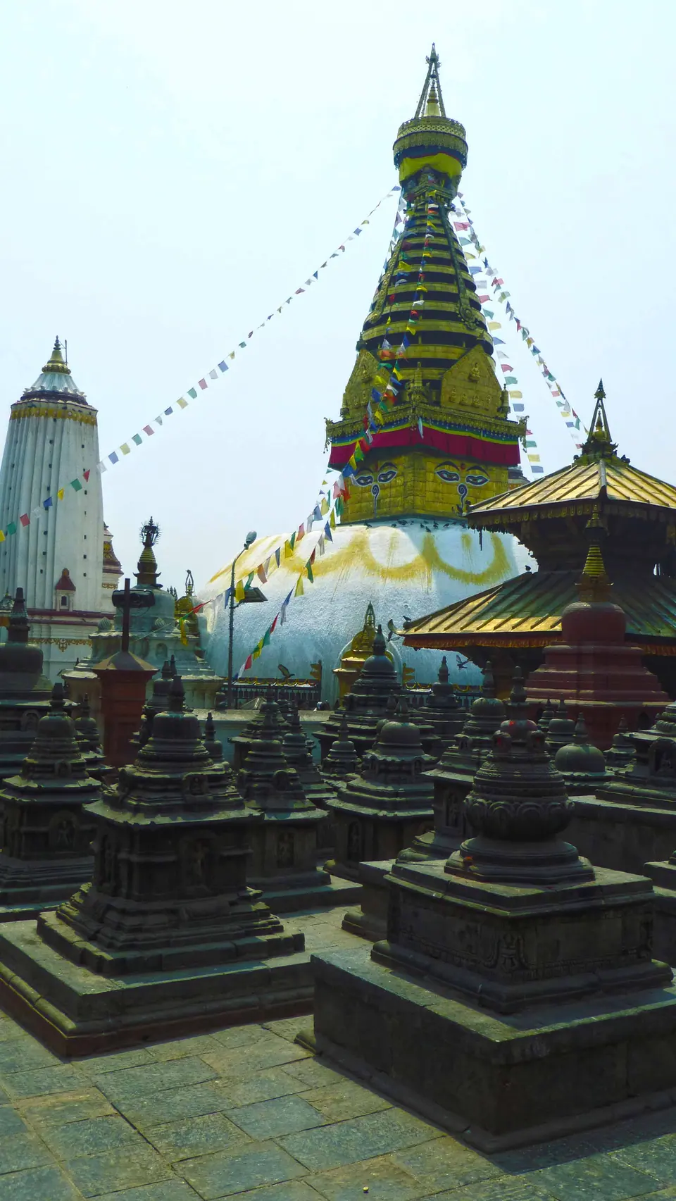 Shrines and the stupa at Swayambhunath