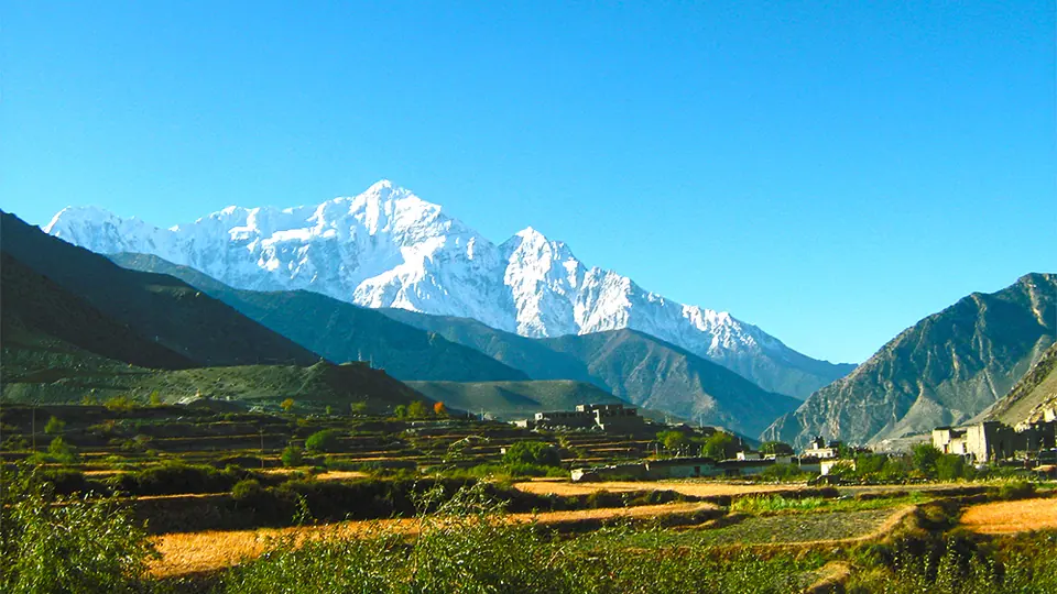 Terraced fields below the Manaslu range