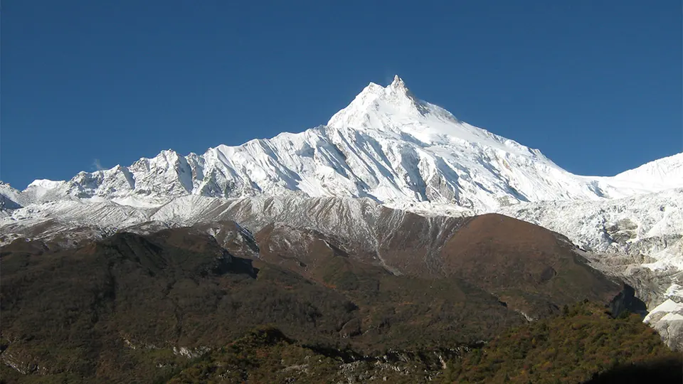 Manaslu rising above the Budhi Gandaki valley