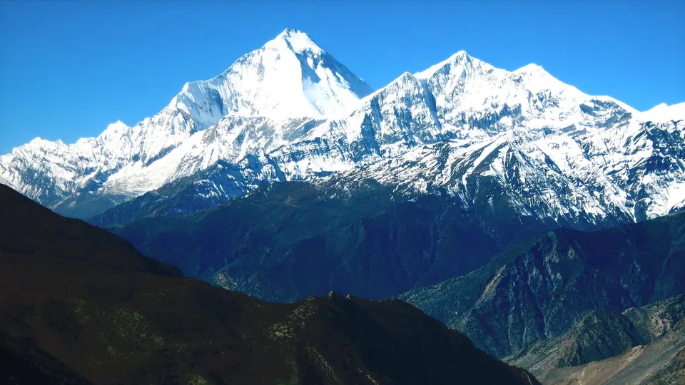 The Dhaulagiri massif under a clear sky