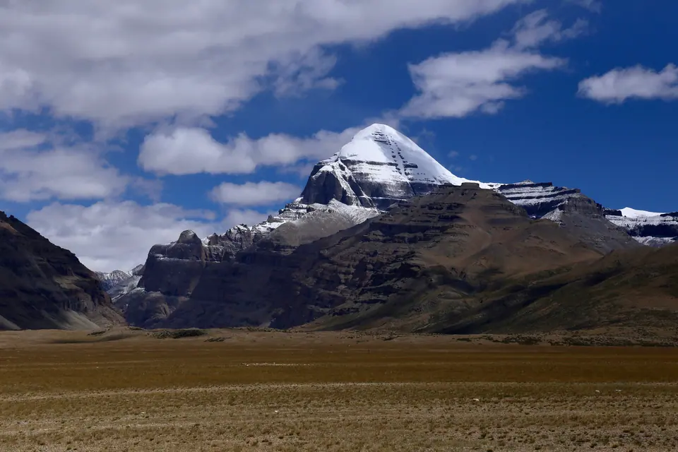 Mount Kailash seen from the Barkha plain in western Tibet